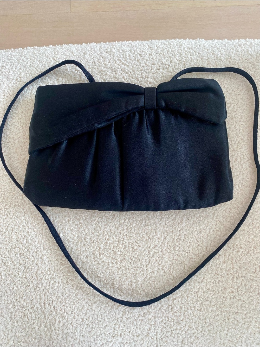 Vintage Andre Satin clutch with pretty bow front and shoulder strap